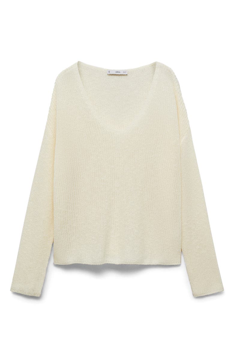 MANGO V-Neck Sweater, Alternate, color, Ecru