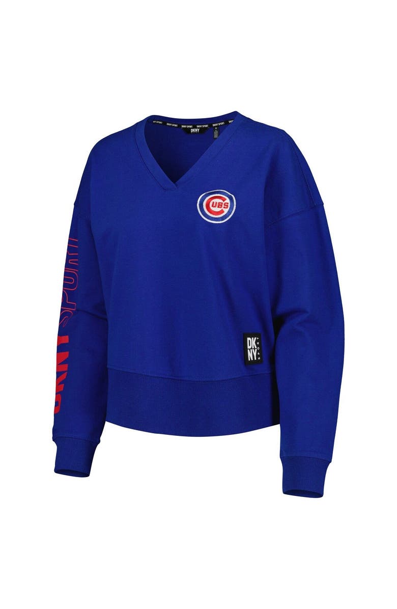 DKNY SPORT Women's DKNY Sport Royal Chicago Cubs Lily V-Neck Pullover Sweatshirt, Alternate, color, 