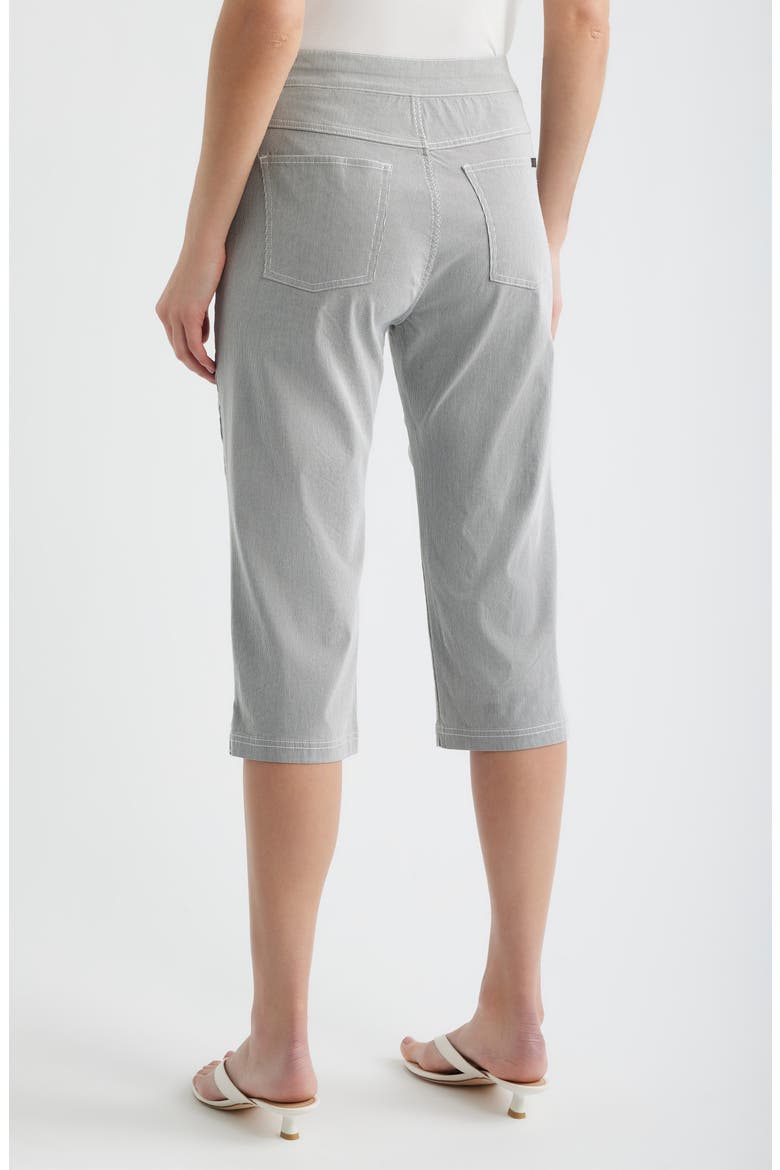 Spring Stripe Petal Pusher Capri Pants, Alternate, color, BLACK