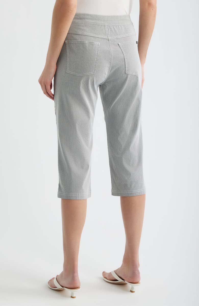 Hue Spring Stripe Petal Pusher Capri Pants, Alternate, color, Black