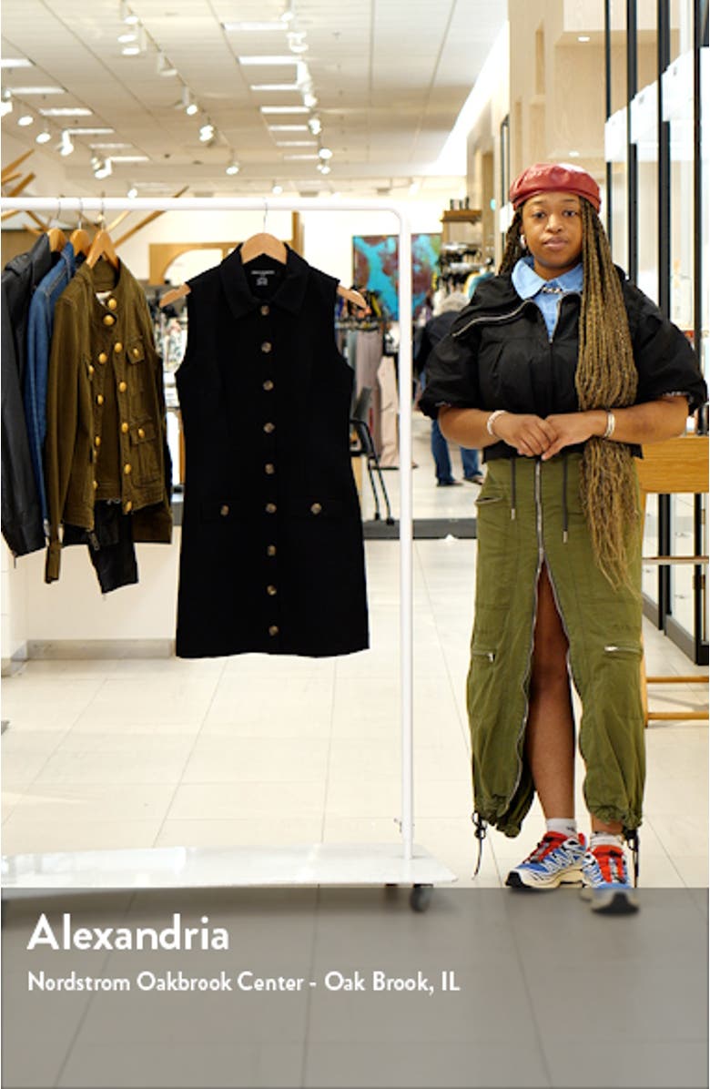 Azra Sleeveless Twill Mini Shirtdress, sales video thumbnail