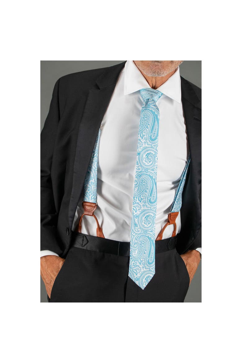 Sobee Paisley Silk Brace and Necktie, Alternate, color, Light Blue