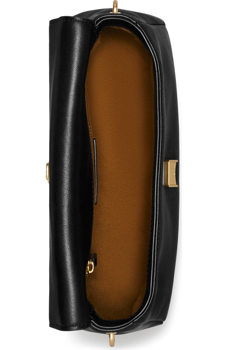 Tory Burch Small Charlie Leather Shoulder Bag, Alternate, color, Black