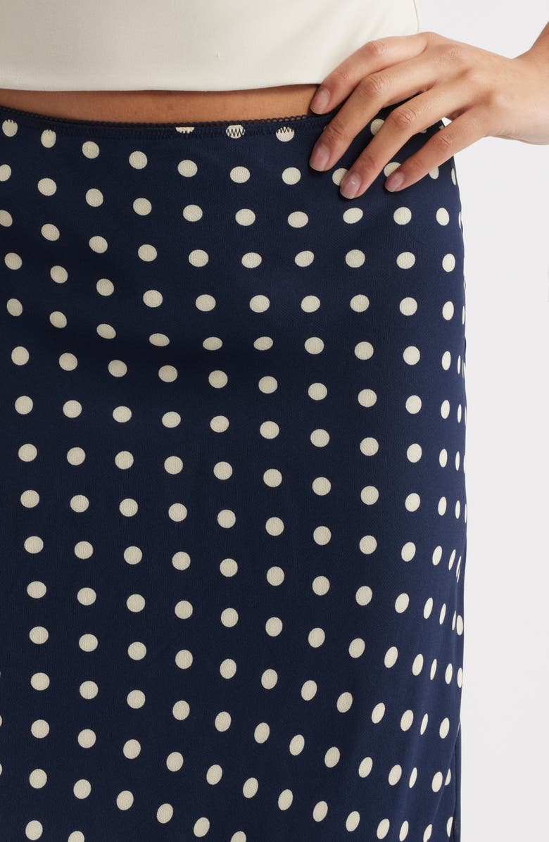 Reformation Layla Flare Polka Dot Midi Skirt, Alternate, color, Orion Dot