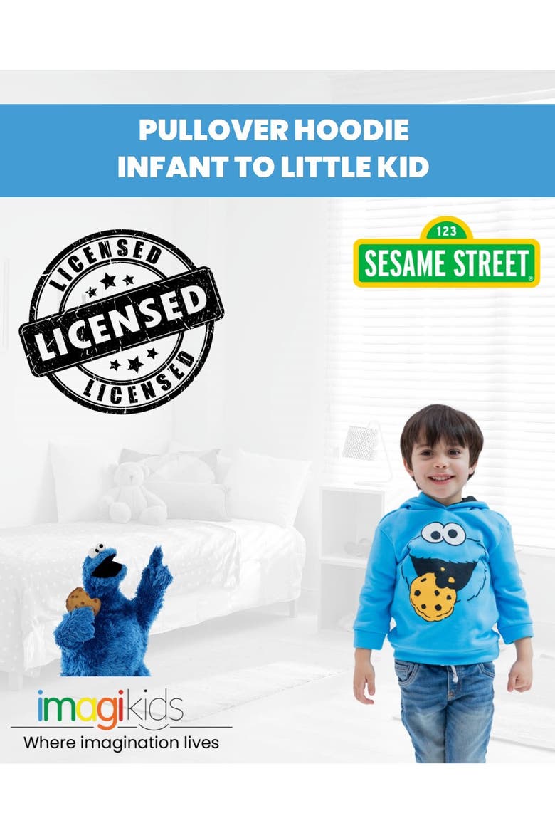 Fleece Pullover Hoodie, Alternate, color, Cookie Monster Blue