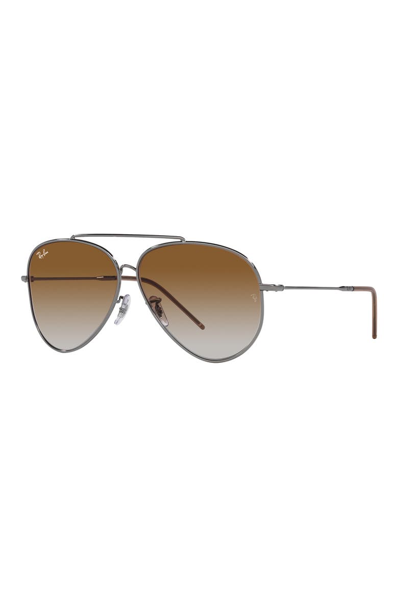 Reverse 59mm Gradient Aviator Sunglasses, Alternate, color, GUNMETAL