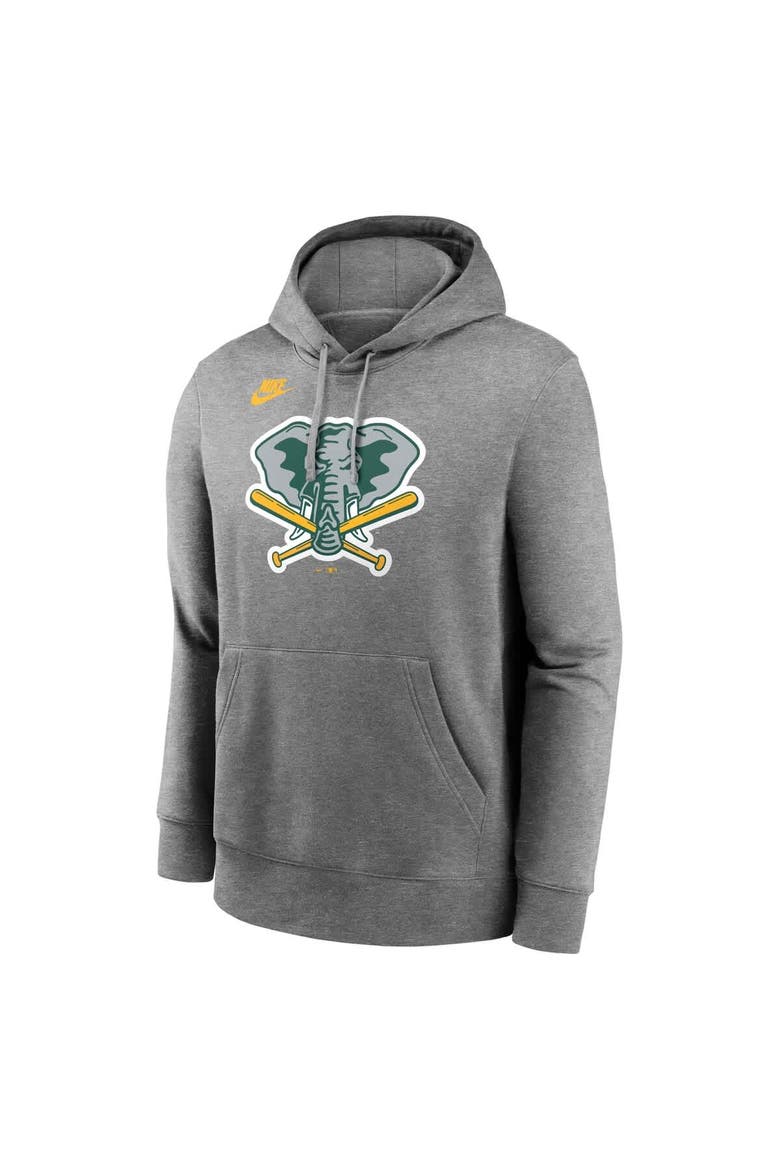 Men's Nike Heather Gray Athletics Cooperstown Collection Logo Club Pullover Hoodie, Alternate, color, Heather Gray