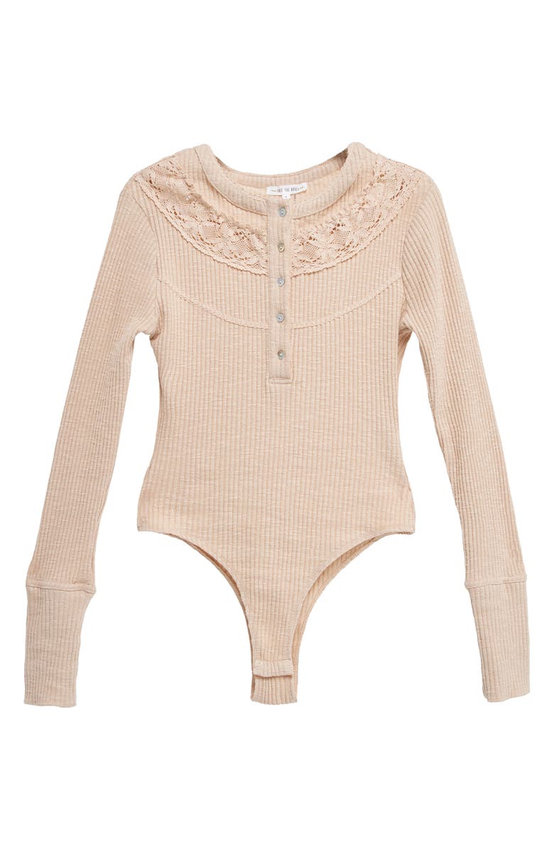 Free the Roses Lace Inset Rib Bodysuit, Alternate, color,