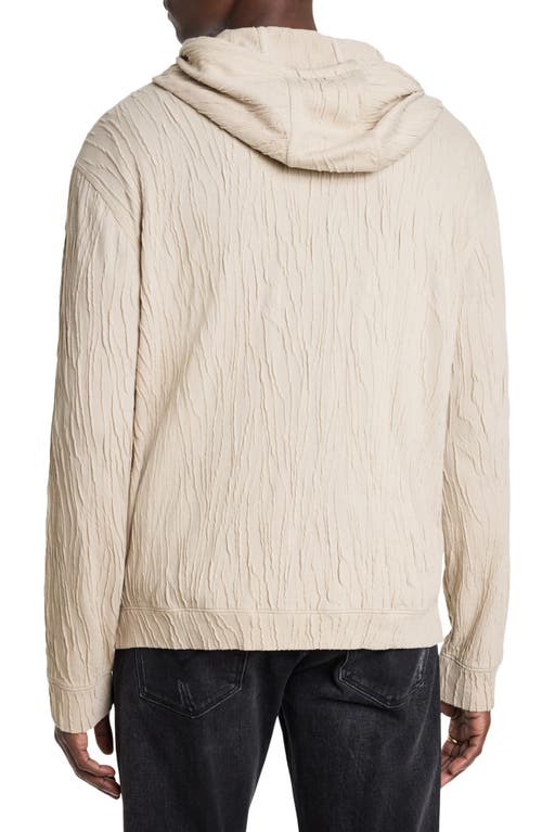 John Varvatos Ishan Crinkle Zip Front Hoodie In Fossil Grey