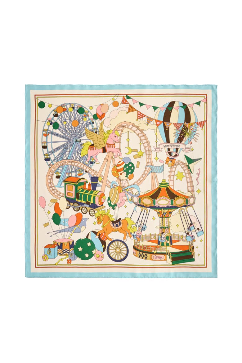 "Pop Pony" Silk Twill Bandana Scarf, Main, color, Champagne