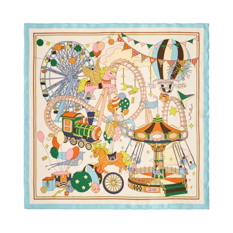 "Pop Pony" Silk Twill Bandana Scarf