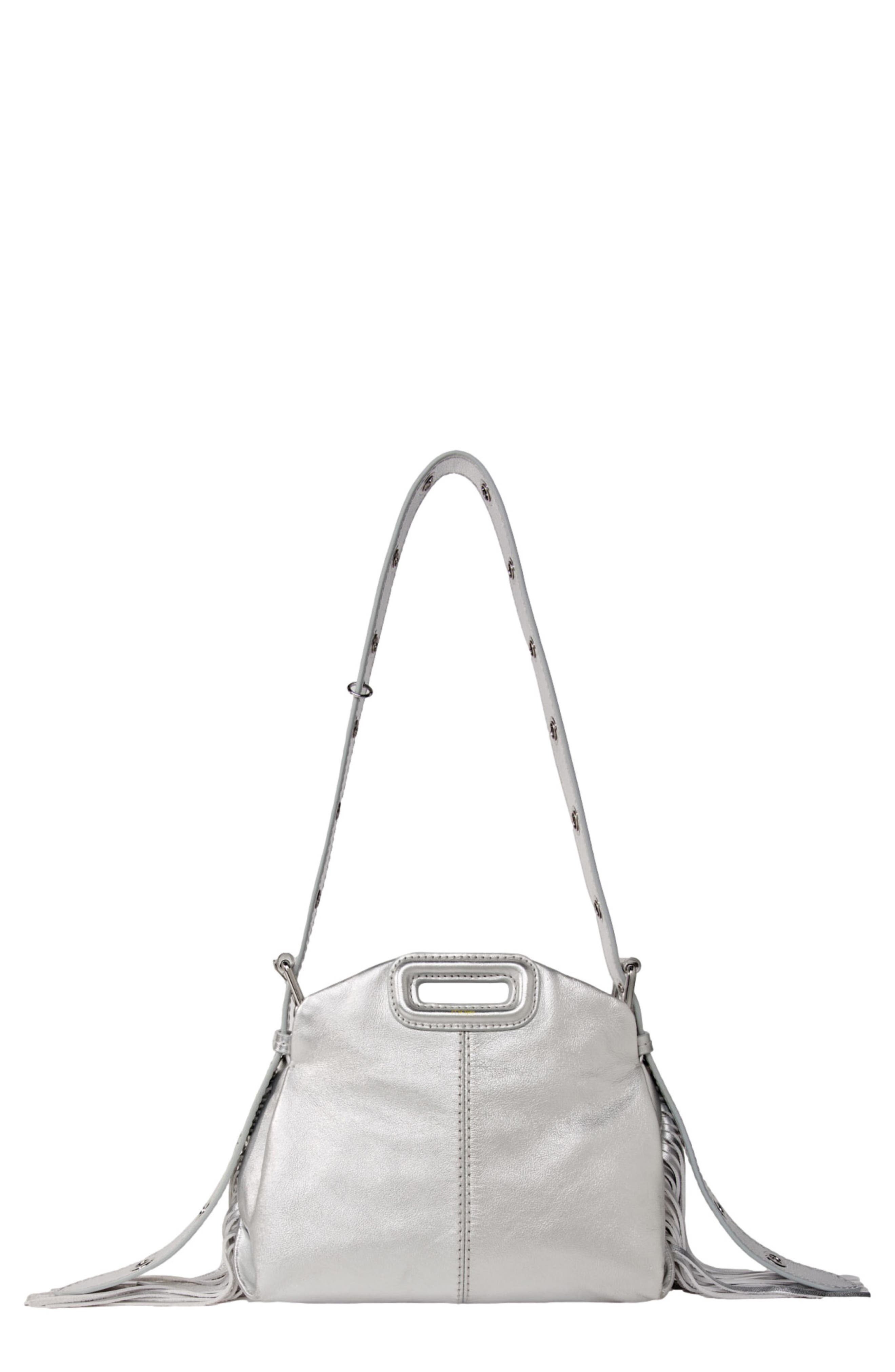 Miss M mini metallic leather bag, Main, color, SILVER
