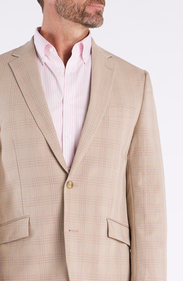 SAVILE ROW CO Hoxton Tan Plaid Stretch Suit, Alternate, color, Tan