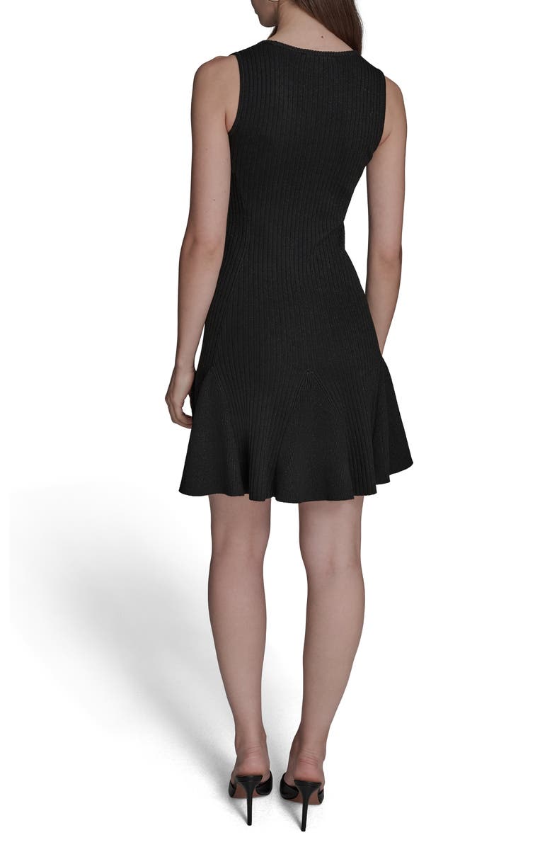 BCBG Lurex Knit Skater Dress, Alternate, color, Black