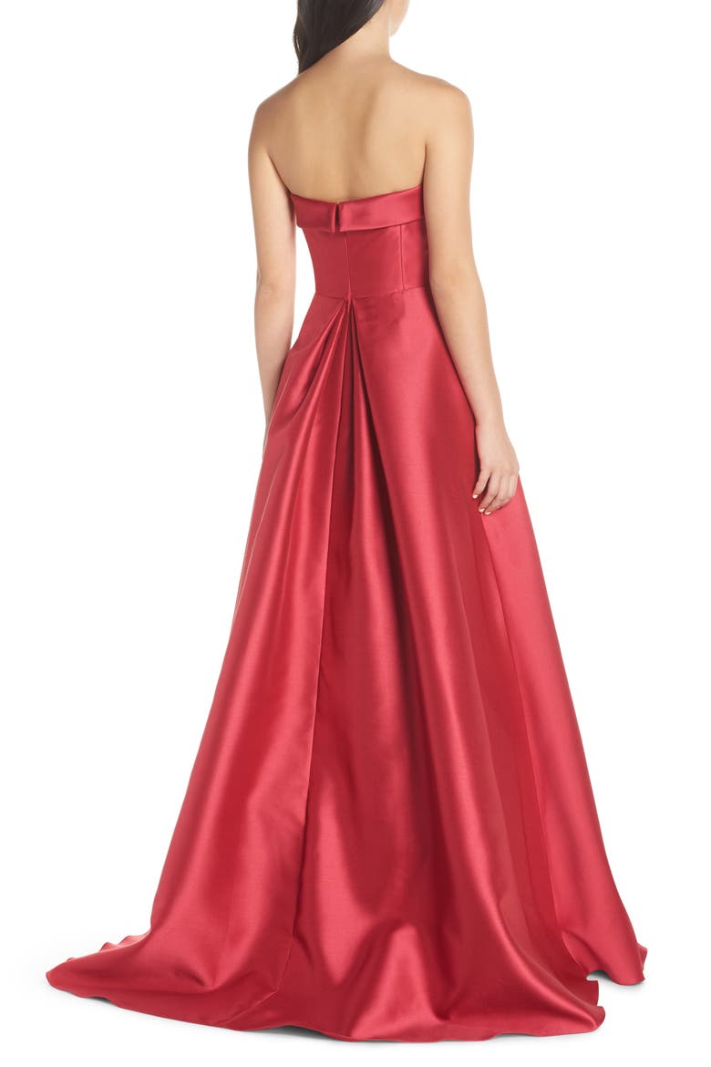 Strapless Satin Ballgown, Alternate, color, DEEP PINK