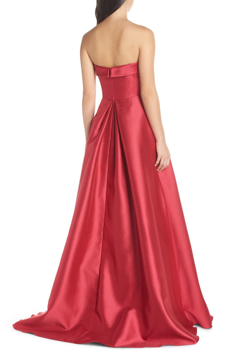 ML Monique Lhuillier Strapless Satin Ballgown, Alternate, color, 