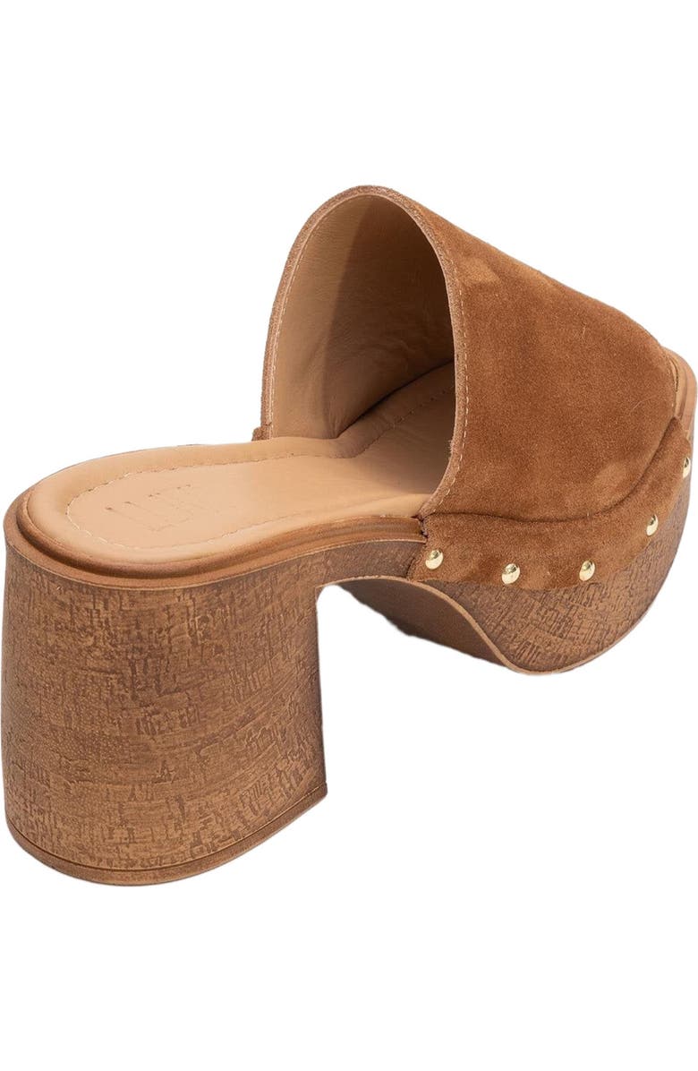 Forever & Always Shoes Pull Leather Platform Mules, Alternate, color, Cognac Brown Suede Leather