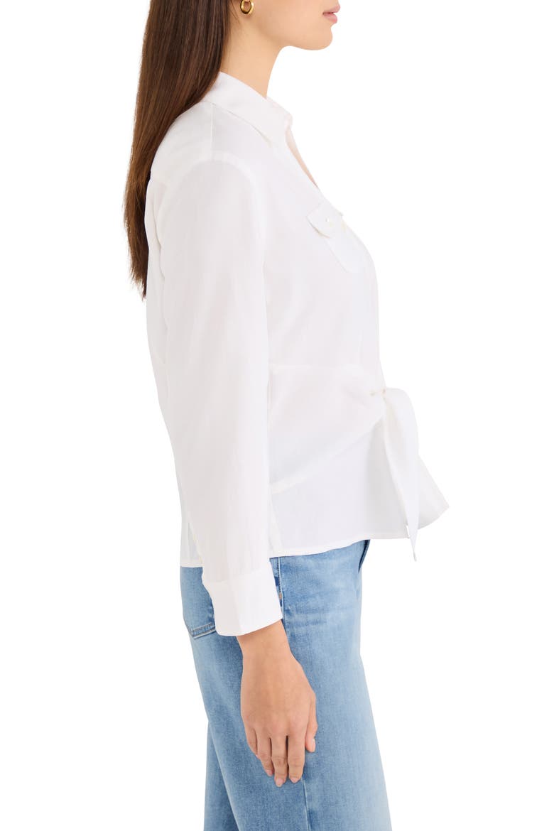 Iconic Tie Front Button-Up Shirt, Alternate, color, PAPER WHITE