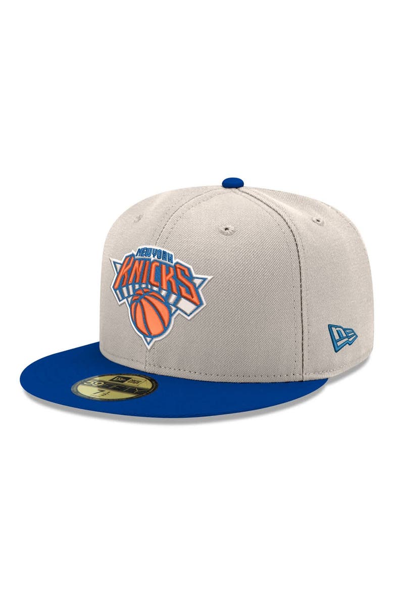 New Era Men's New Era White/Blue New York Knicks Chrome 59FIFTY Fitted Hat, Main, color, White