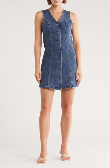 Habitual Sleeveless Denim Minidress In Blue