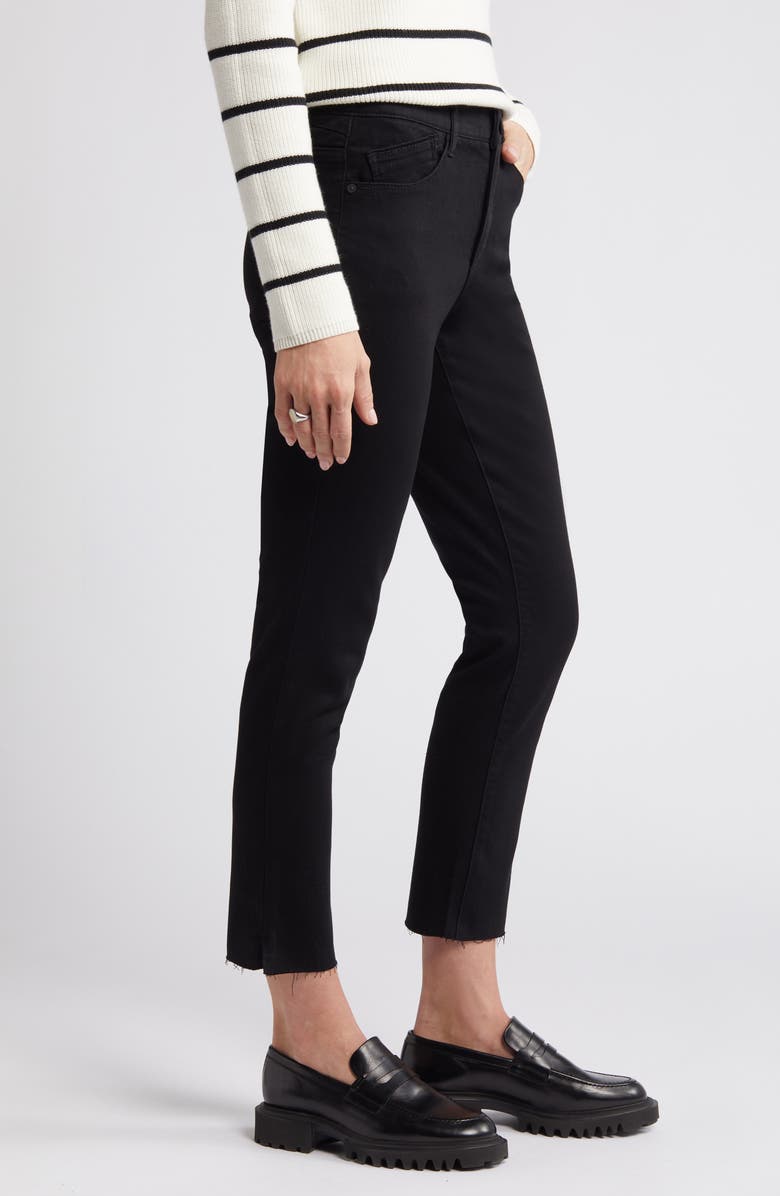 Wit & Wisdom Logan 'Ab'Solution High Waist Slim Fit Raw Hem Crop Jeans, Alternate, color, Black