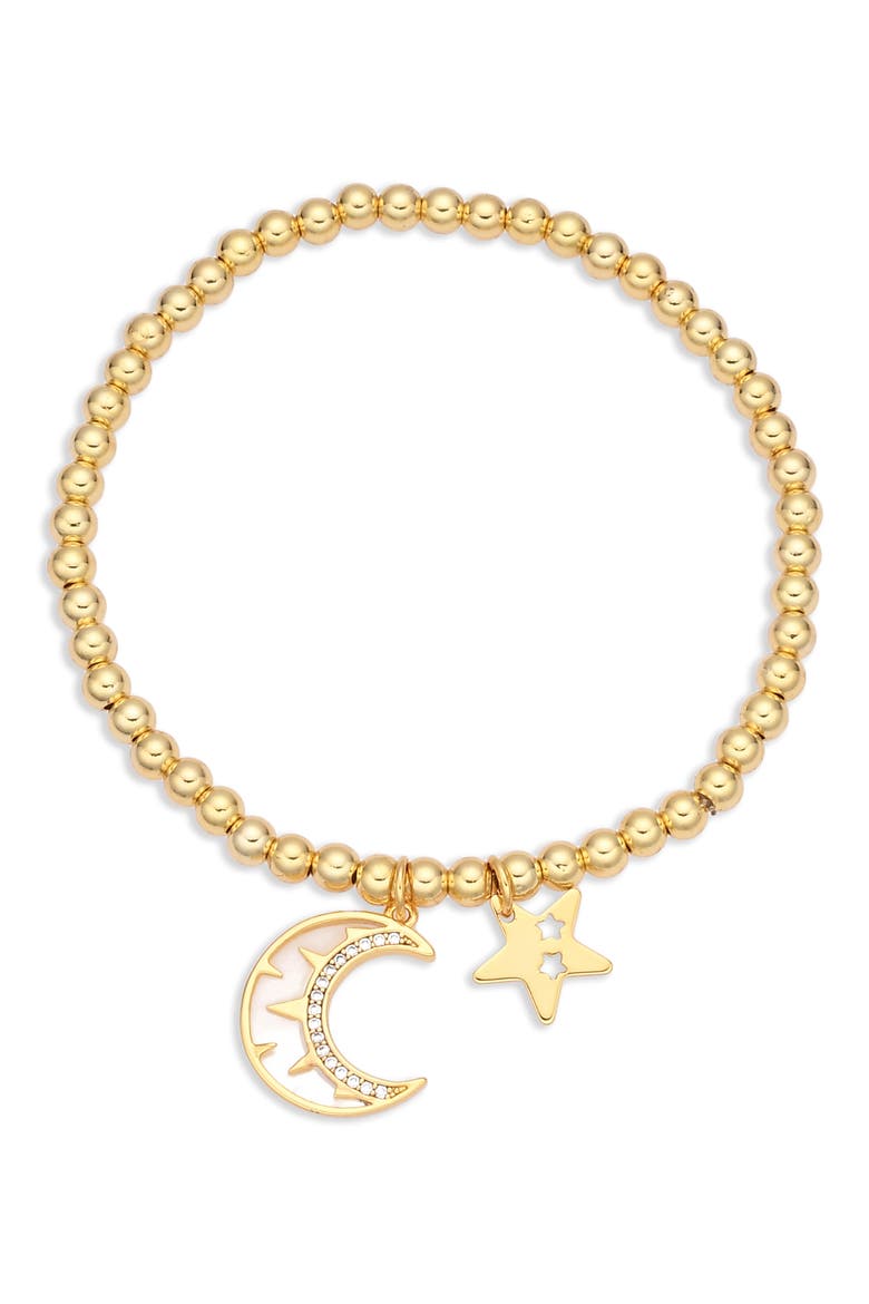Set of 3 Charm Stretch Bracelets, Alternate, color, GOLD