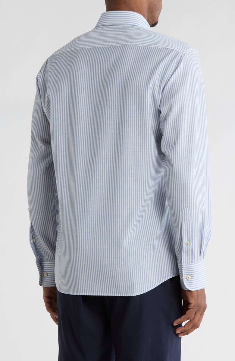 Eterna Modern Fit Merino Wool Stripe Button Front Shirt, Alternate, color, Light Blue