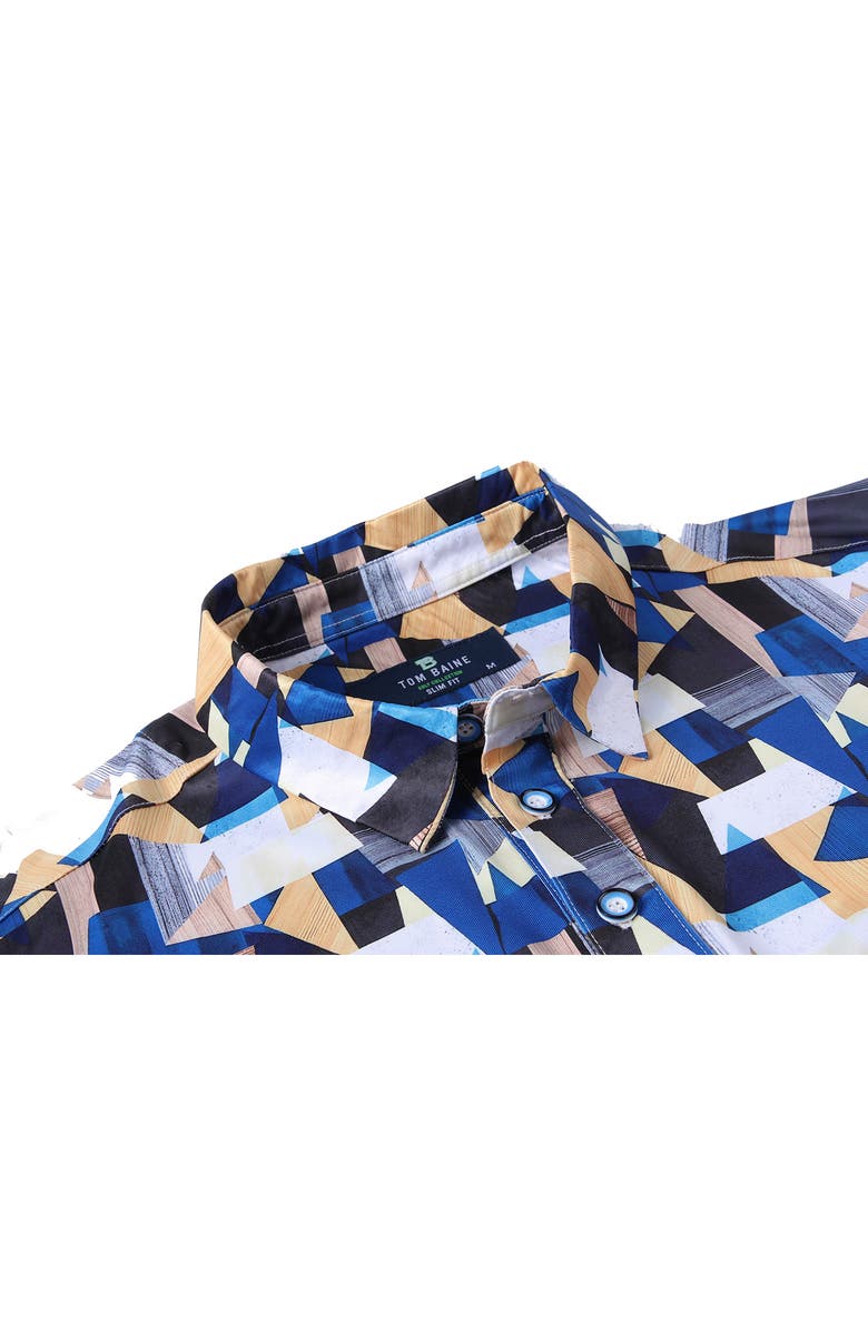 TOM BAINE Patterned Slim Fit Performance Golf Polo, Alternate, color, Royal