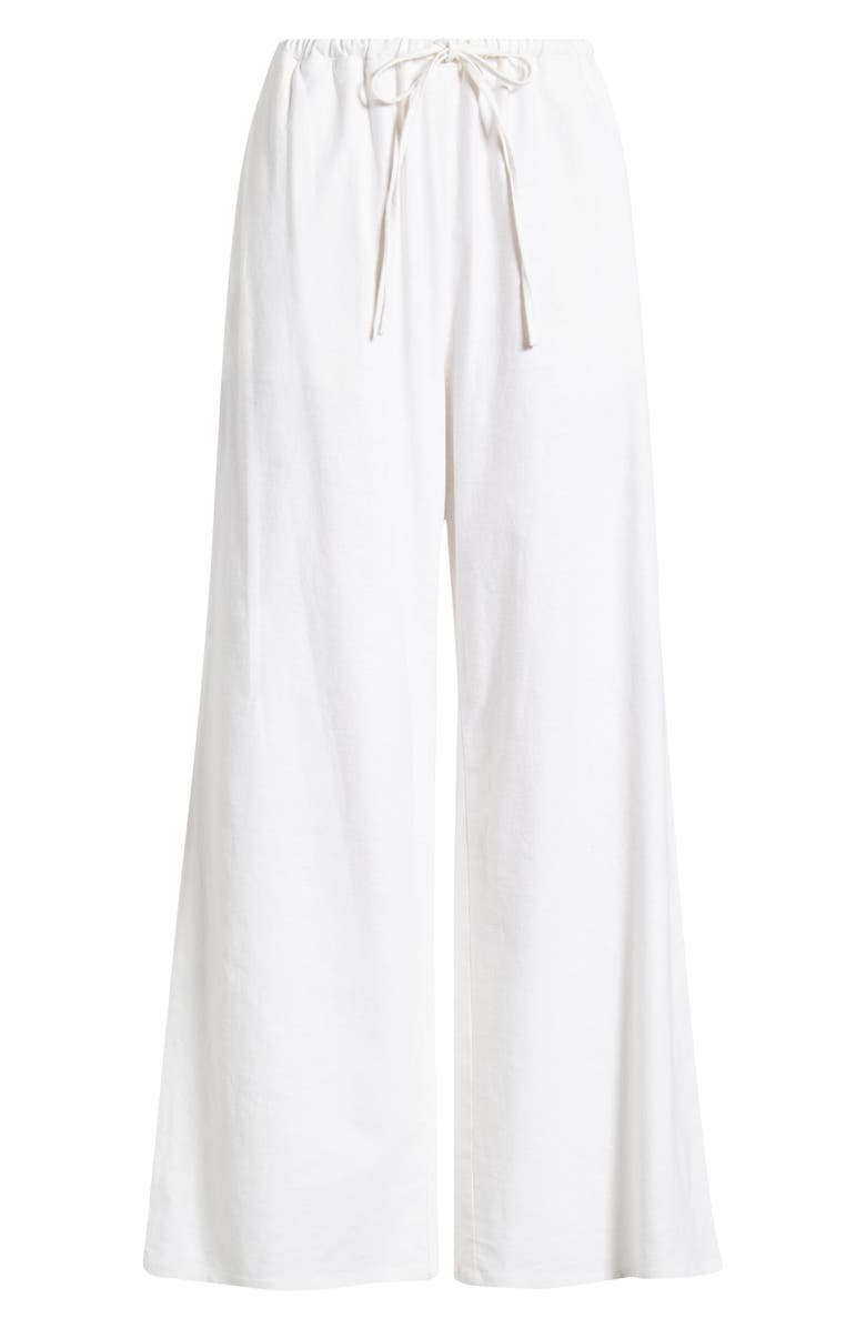 Open Edit Linen Blend Wide Leg Pants, Alternate, color, White