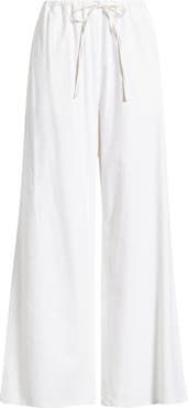 Open Edit Linen Blend Wide Leg Pants