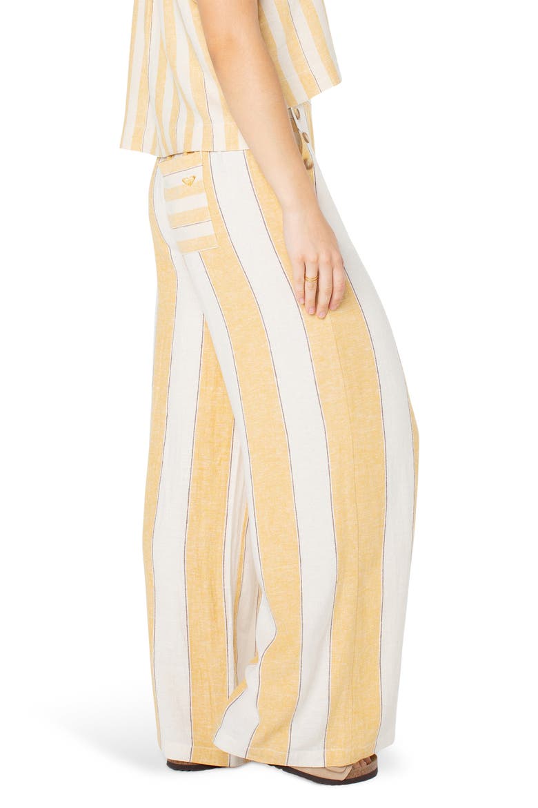 Adrian Stripe Wide Leg Linen Blend Pants, Alternate, color, AMBER GOLD JUNGLE STRIPE