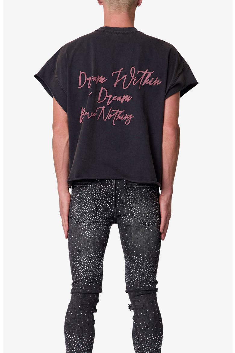 Dream Distressed Graphic Cutoff T-Shirt, Alternate, color, WASHED BLACK