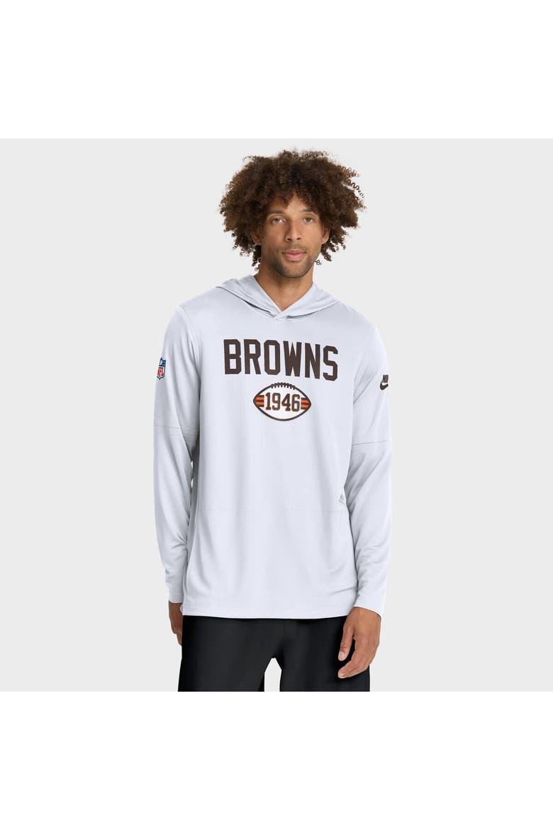 Men's Nike White Cleveland Browns Alt Pack Pass Accuracy Performance Long Sleeve Hoodie T-Shirt, Alternate, color, White