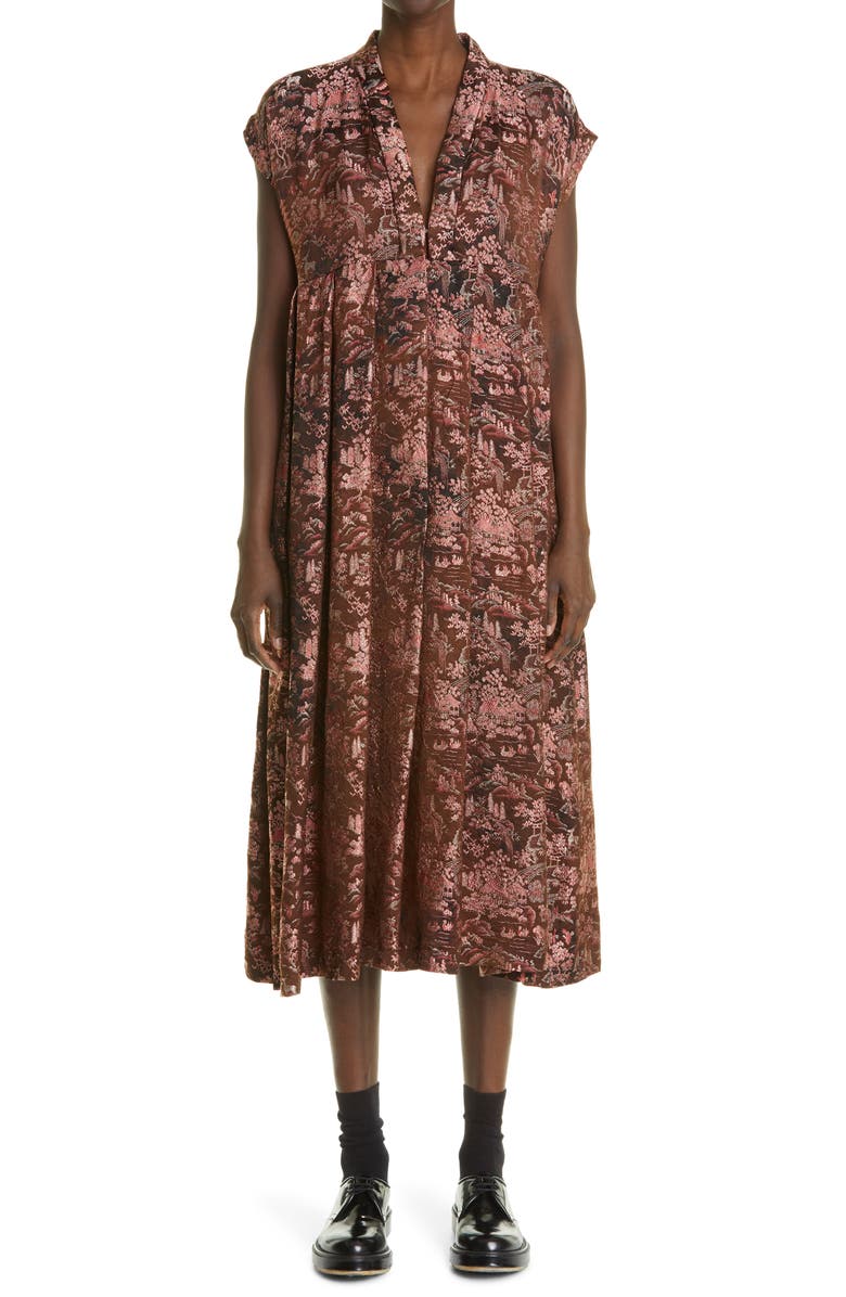 Comme des Garçons Metallic Brocade Midi Dress, Main, color, 