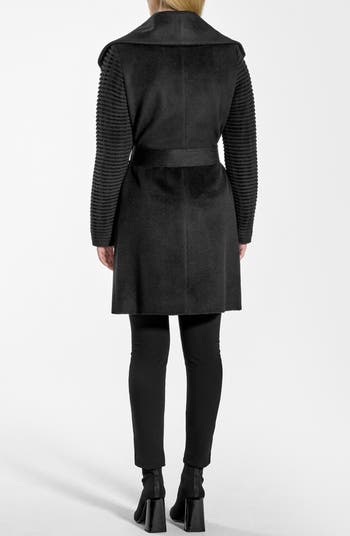 Rib Sleeve Alpaca & Wool Wrap Coat