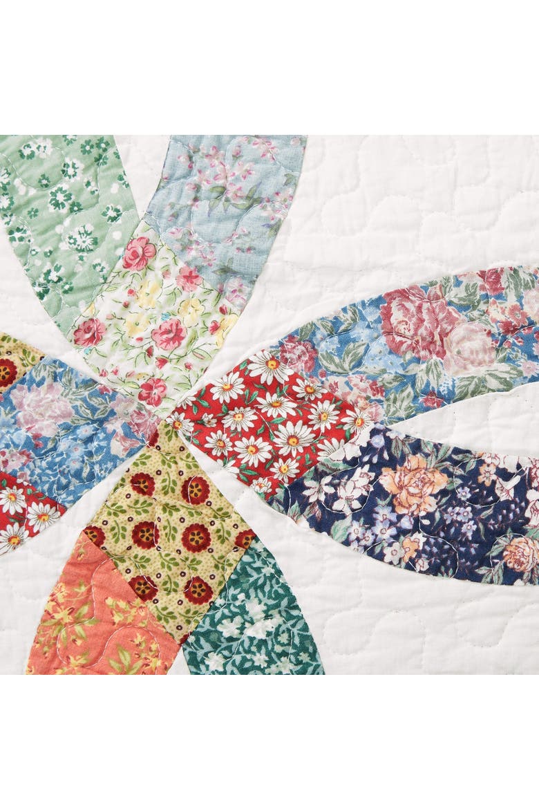 Heritage Double Wedding Ring Patchwork Cotton Blend Bedding Set, Alternate, color, White