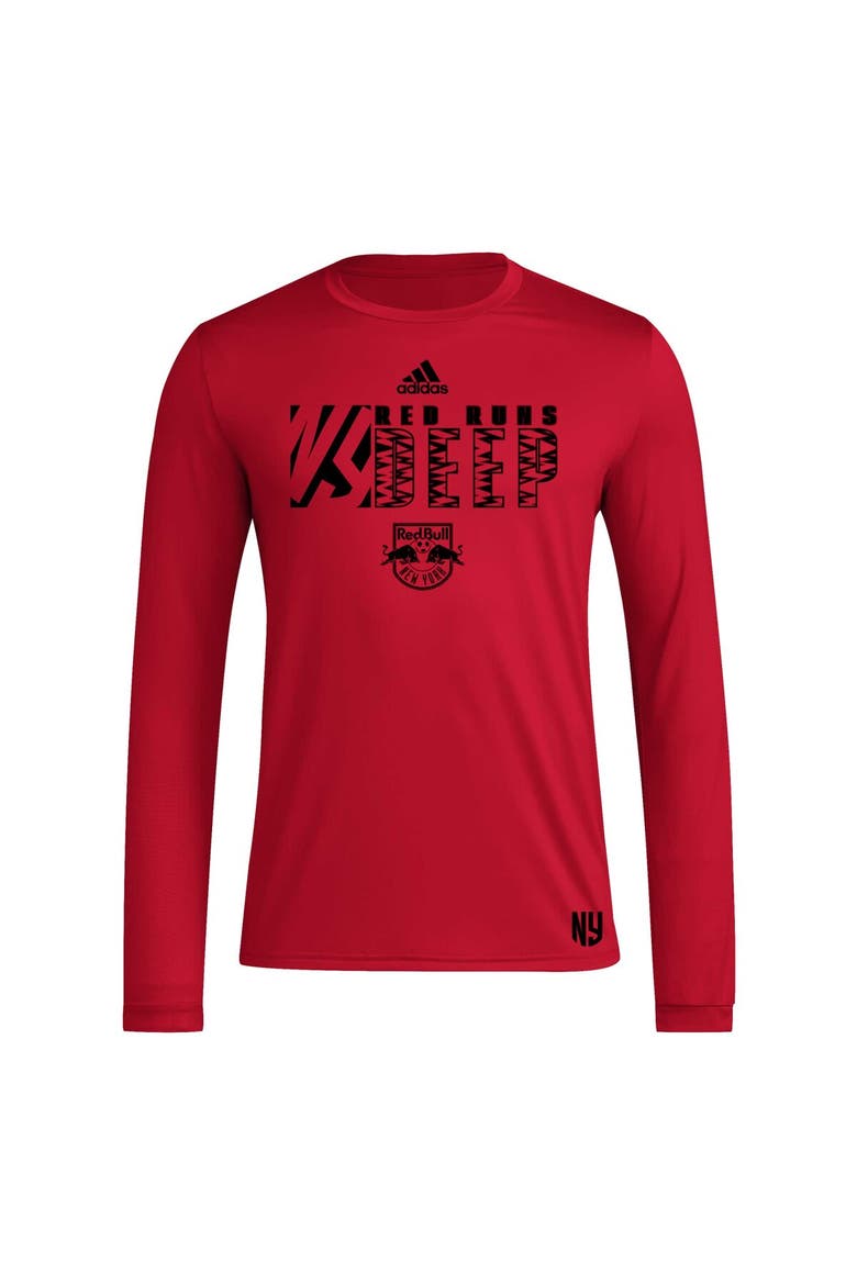 Men's adidas Red New York Red Bulls 2024 Jersey Hook AEROREADY Long Sleeve T-Shirt, Alternate, color, Red