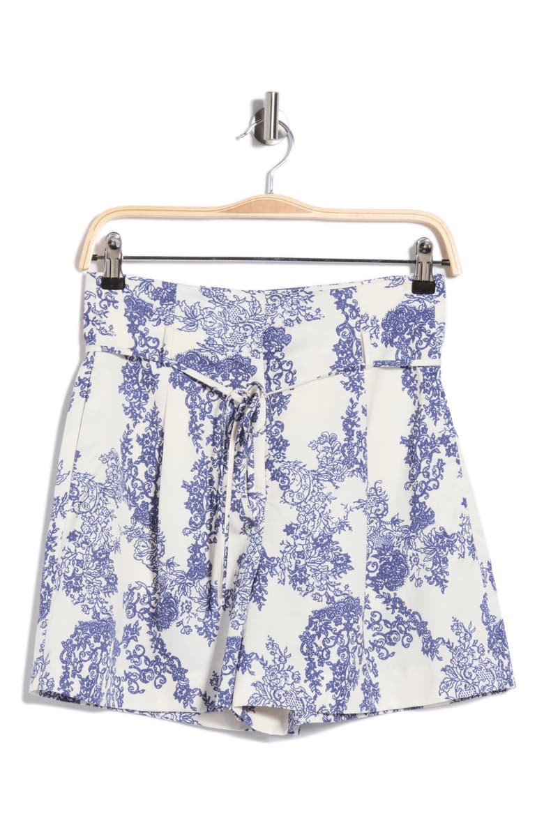 Lena Shine Paperbag Shorts, Main, color, IVORY TOILE COMBO