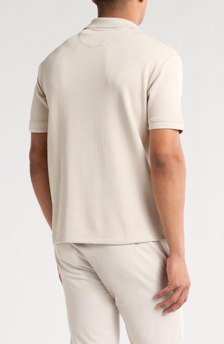 DENIM AND FLOWER Ribbed Knit Camp Shirt, Alternate, color, Stone