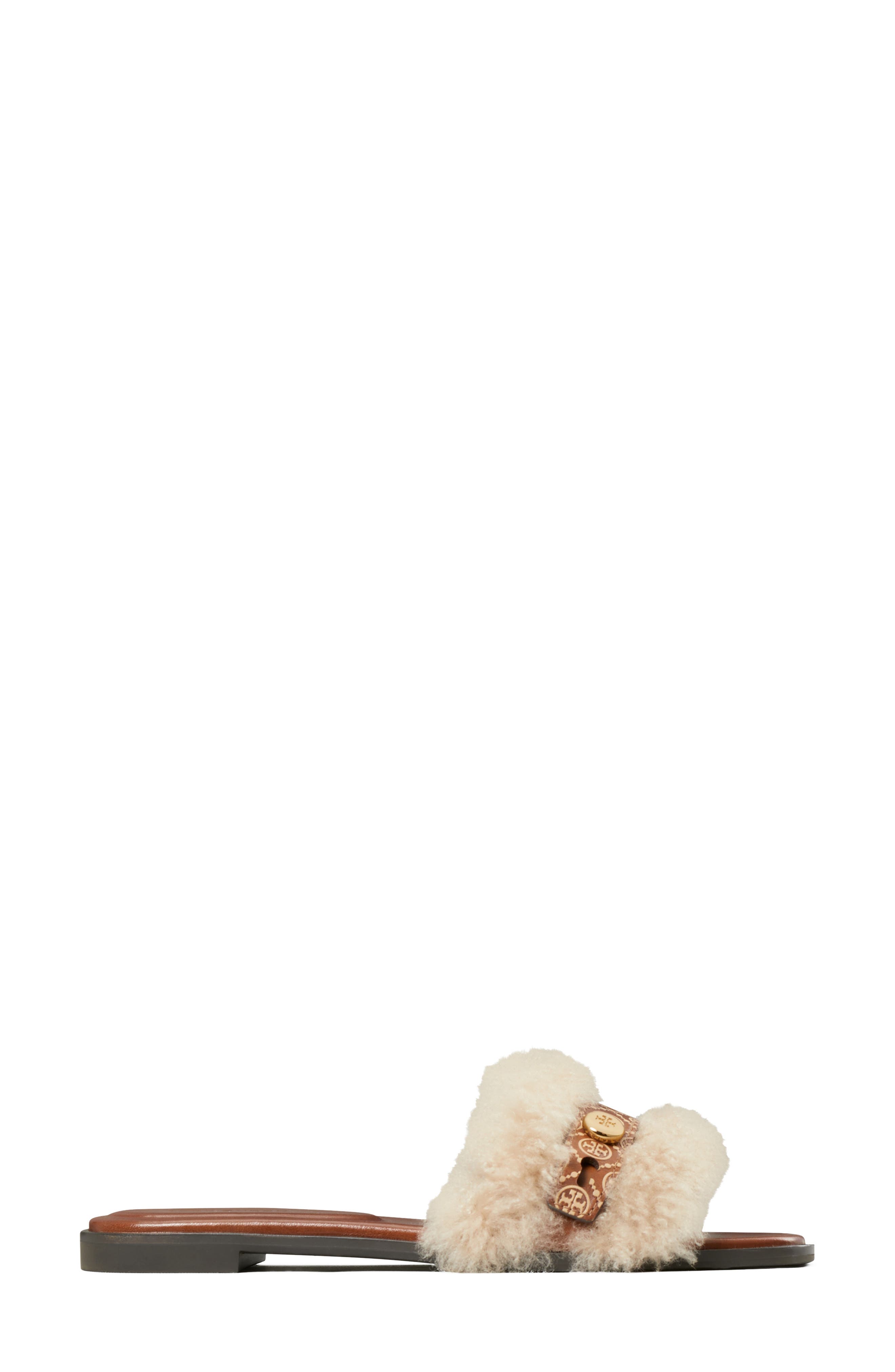 Romy Genuine Shearling Slide Sandal, Alternate, color, SWEET BROWN / TRUE NATURAL