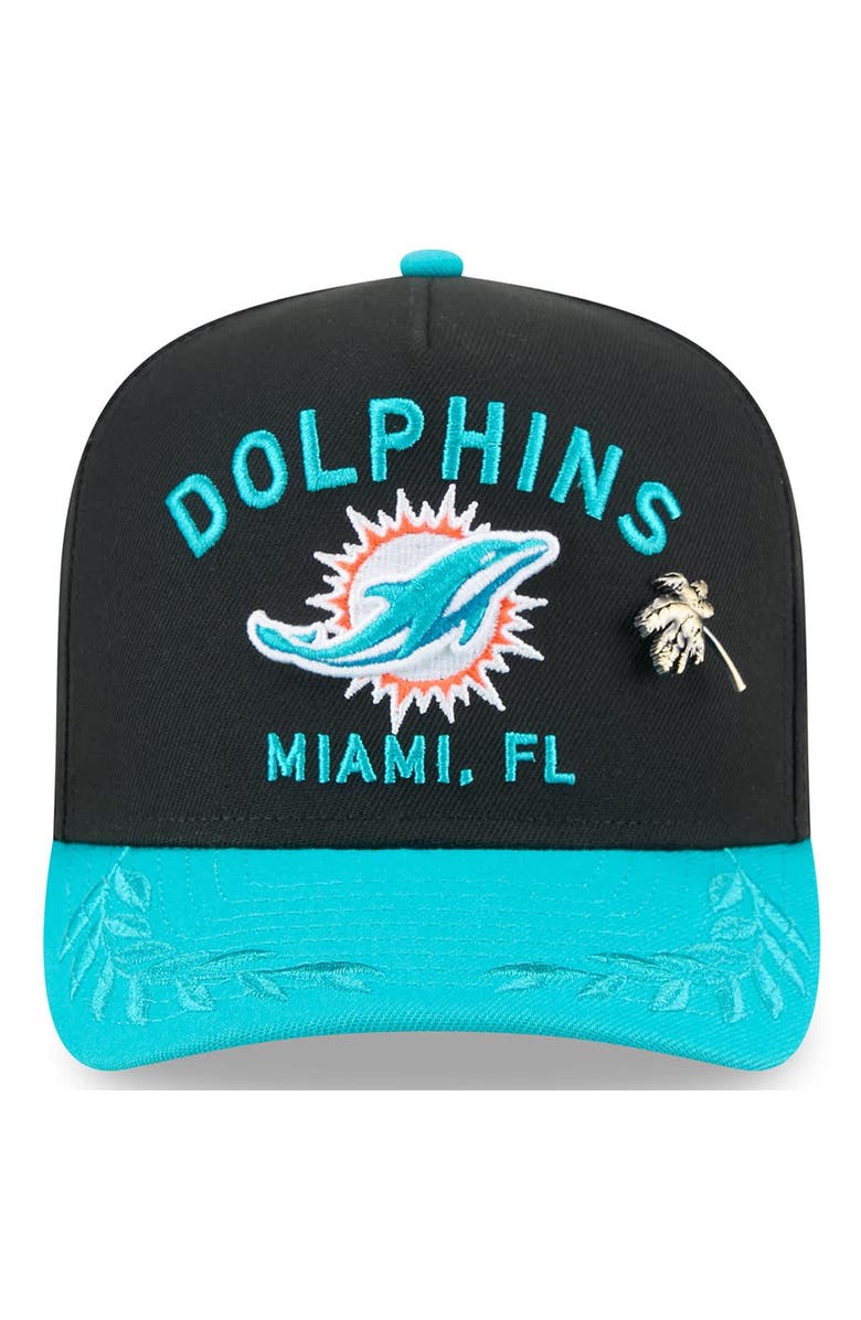 New Era Men's New Era Black/Aqua Miami Dolphins 2025 NFL Draft On Stage A-Frame 59FIFTY Fitted Hat, Alternate, color, Black