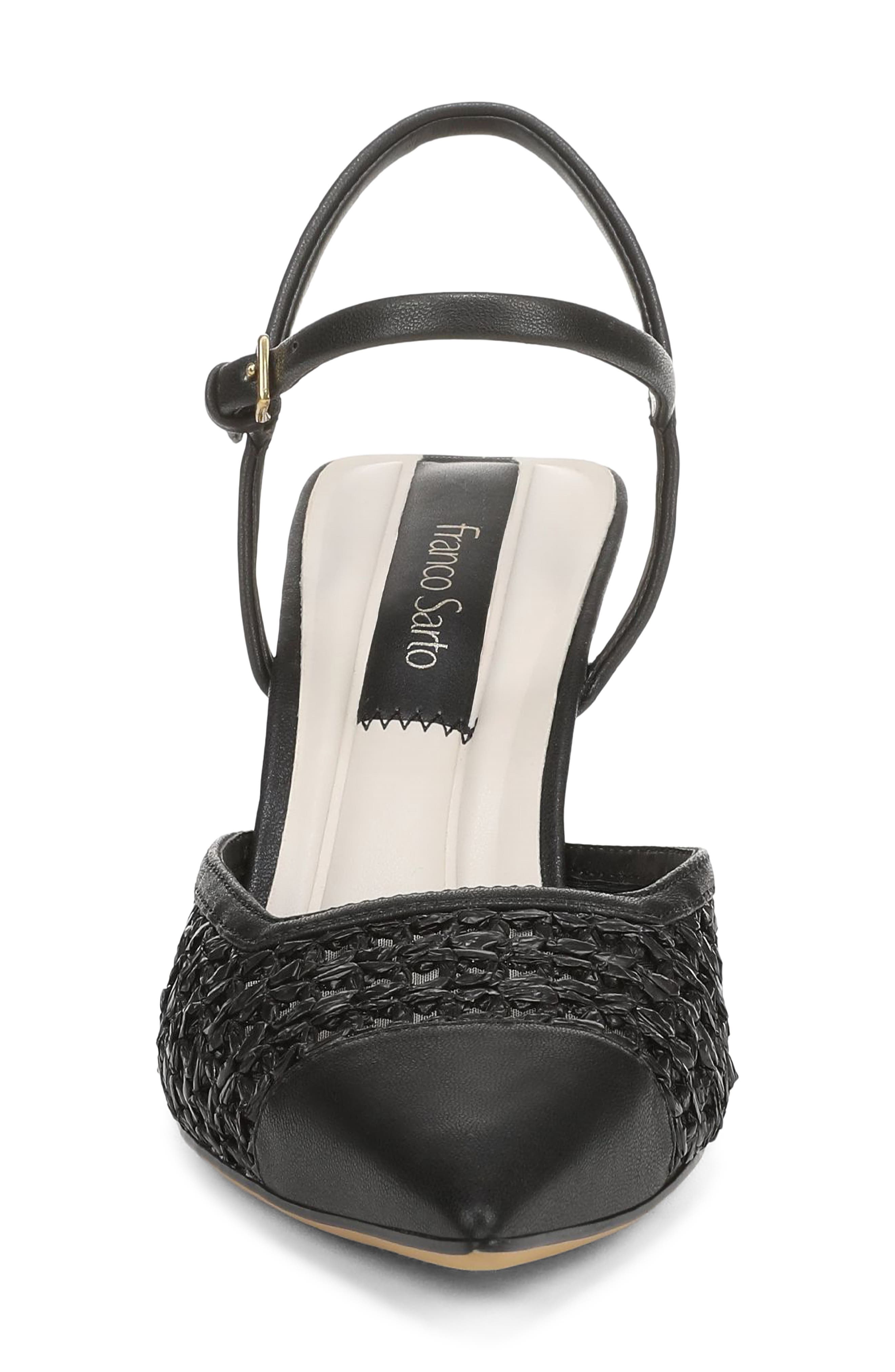 Franco Sarto Cherie Ankle Strap Pointed Cap Toe Wedge Pump, Alternate, color, Black