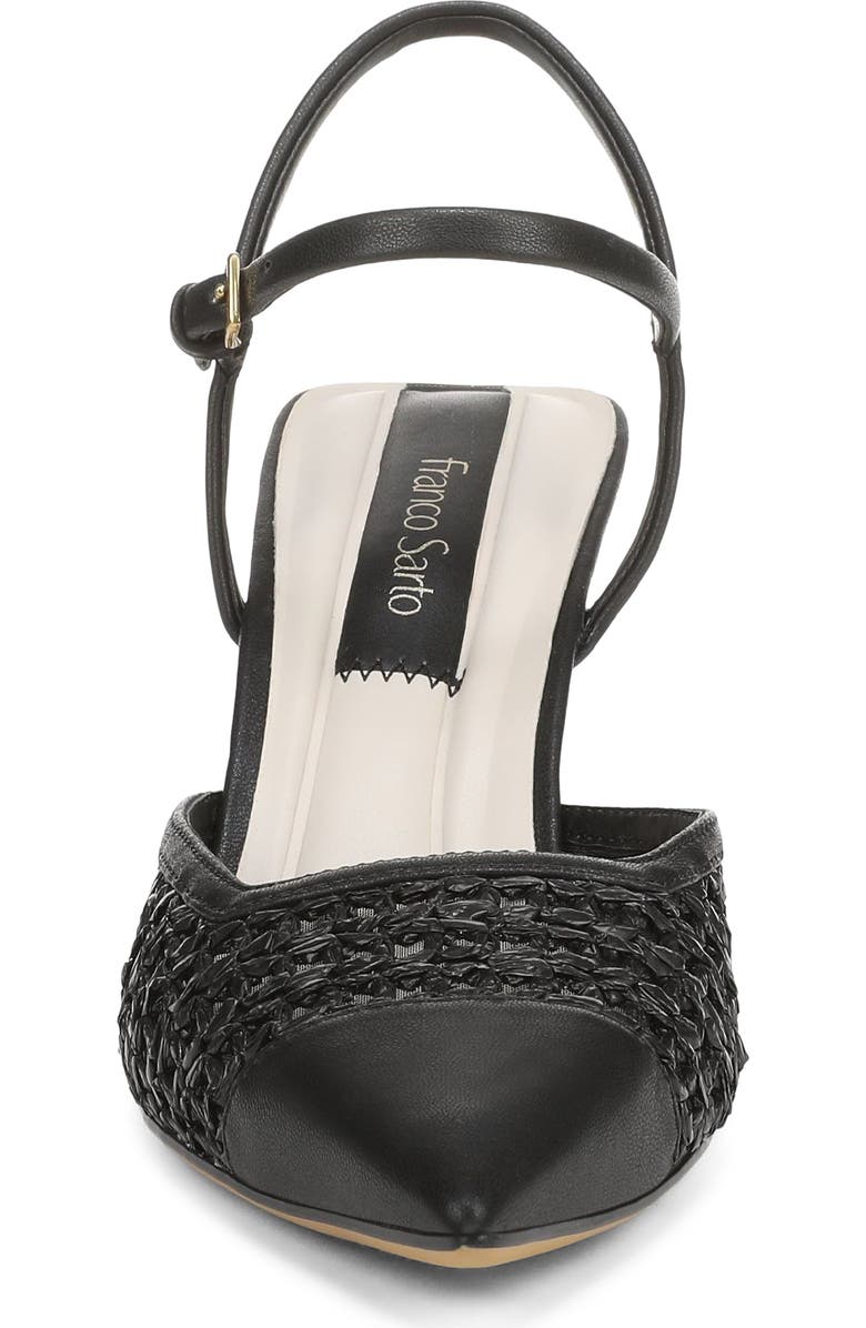 Franco Sarto Cherie Ankle Strap Pointed Cap Toe Wedge Pump, Alternate, color, Black