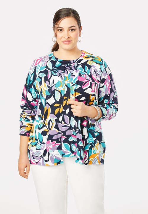 Jessica London Fine Gauge Cardigan In Multi