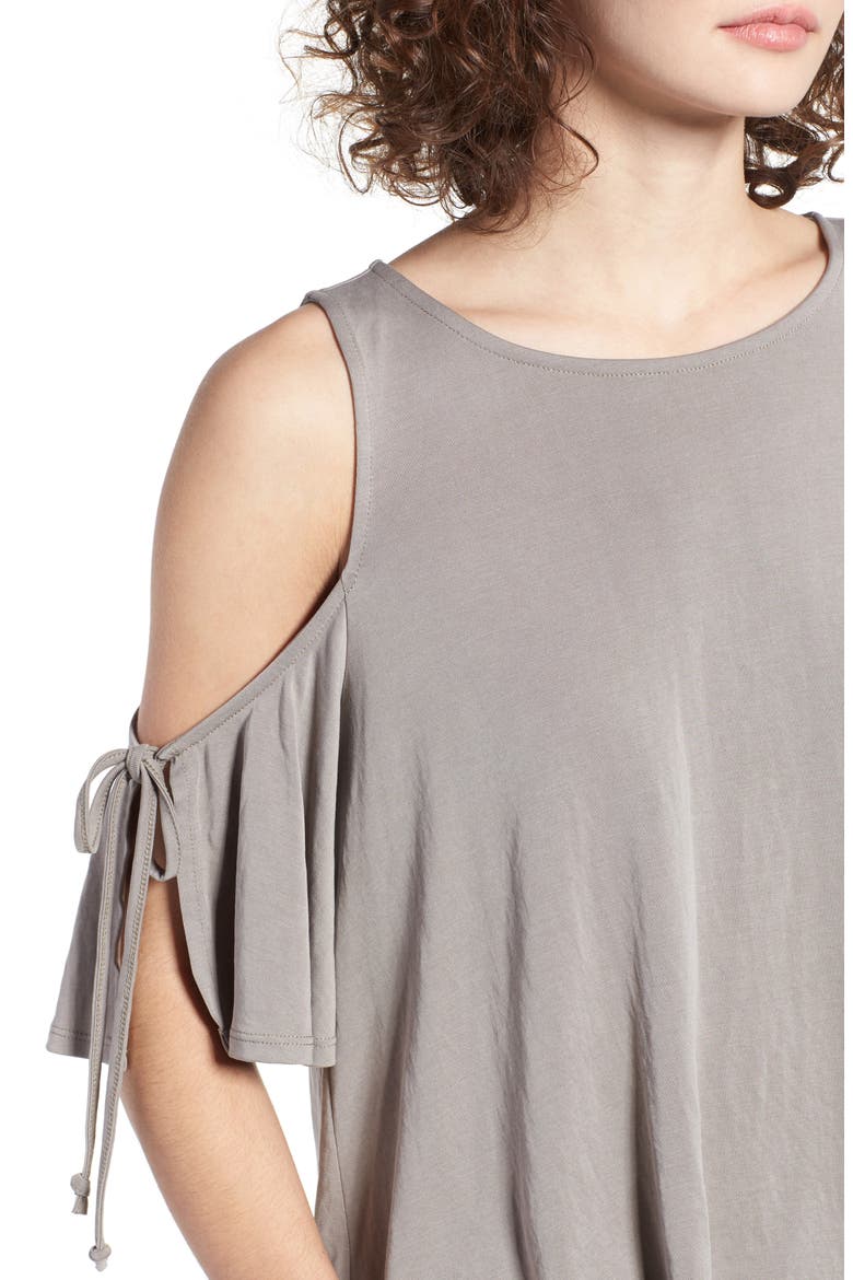 Cold Shoulder Tee, Alternate, color, GREY BRINDLE