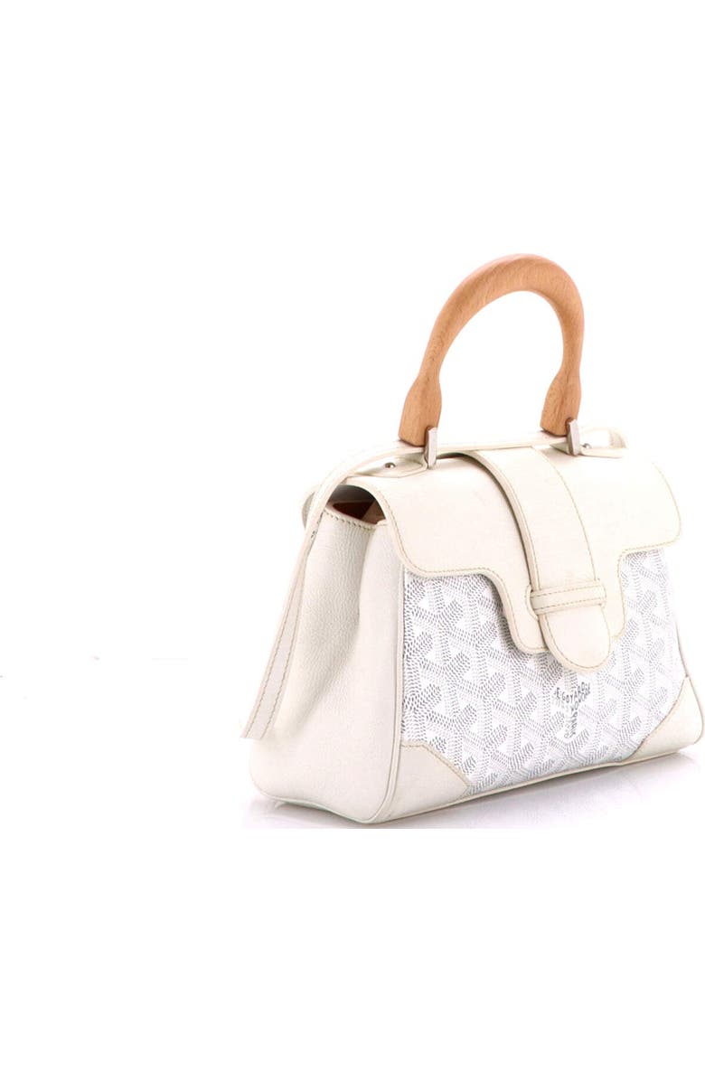 Pre-Owned Goyard Saigon Top Handle Bag Coated Canvas with Leather Mini, Alternate, color, White
