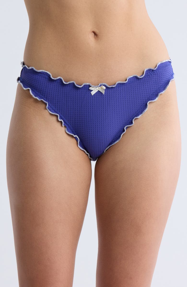 Dippin Daisys June Ruffle Bikini Bottoms, Main, color, Navy