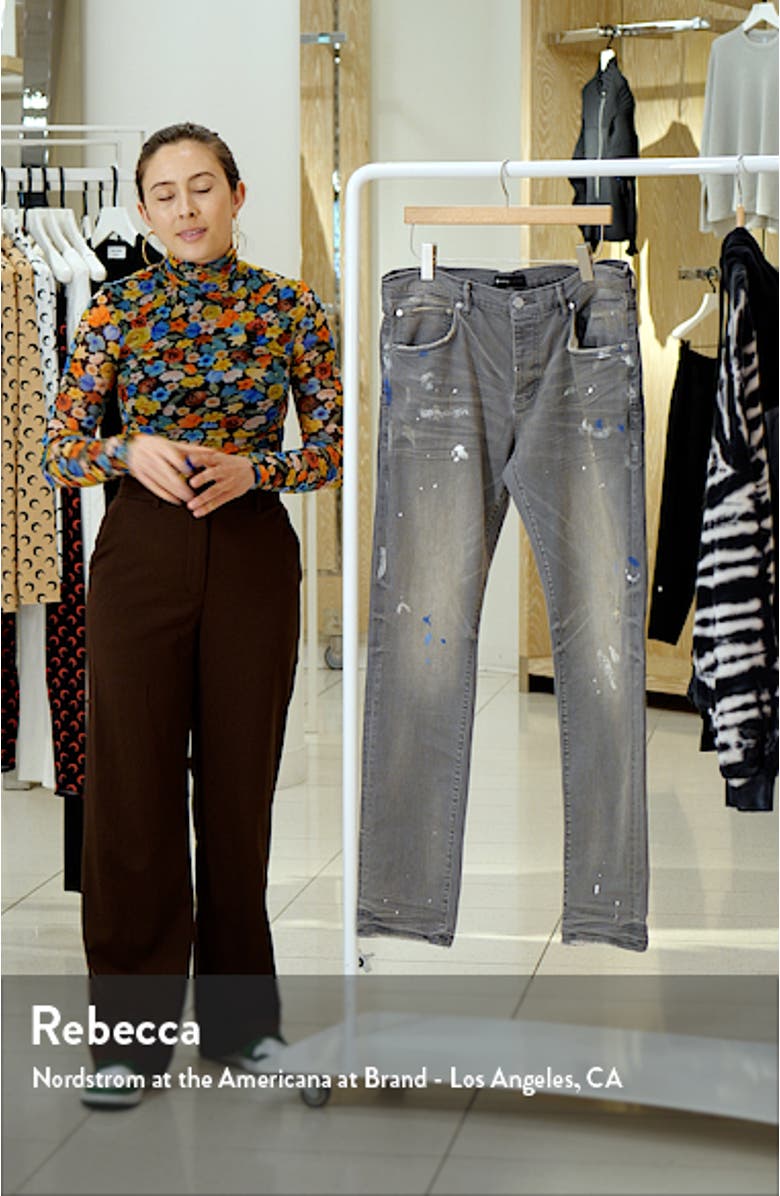 PURPLE Paint Splatter Distressed Skinny Jeans, sales video thumbnail