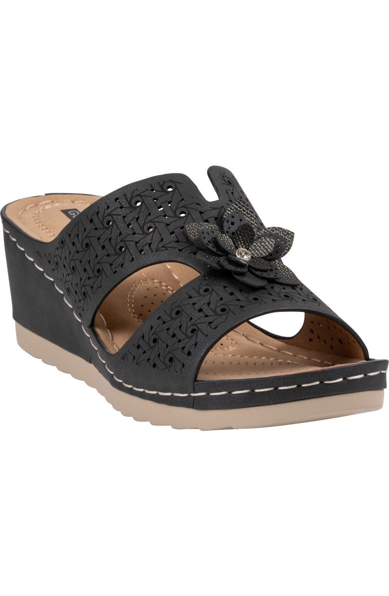 GOOD CHOICE NEW YORK Nancia Wedge Sandal, Main, color, Black
