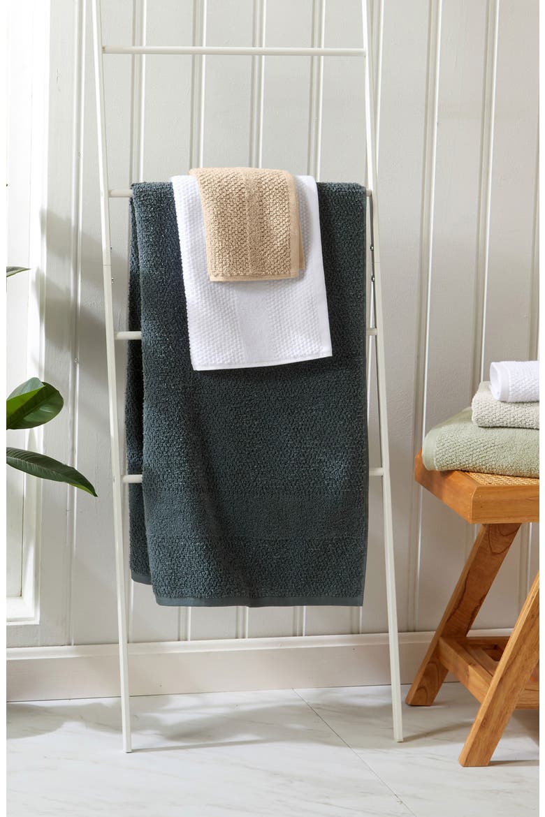 6-Piece Textured Weave Cotton Bath Towel Set, Alternate, color, LIGHT GREY